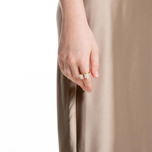 Кольцо Katerina Vassou, Happiness, незамкнутое, с друзой агата, KV25.1-403173GWHITE белый фото 3